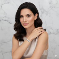 Baguette and Round Diamond Bangle Bracelet - Image 4