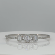 Baguette and Round Diamond Bangle Bracelet - Image 5