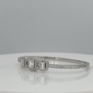 Baguette and Round Diamond Bangle Bracelet - Image 7