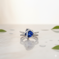 Blue Sapphire & Diamond Bypass Ring - Image 4