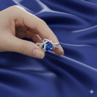 Blue Sapphire & Diamond Bypass Ring - Image 3