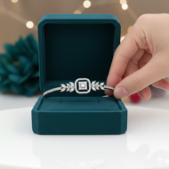 Geometric & Leaf Motif Diamond Bangle - Image 3