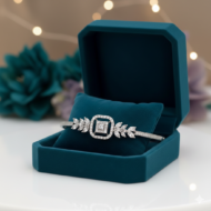 Geometric & Leaf Motif Diamond Bangle - Image 4