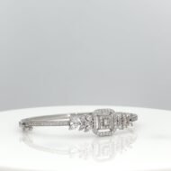 Geometric & Leaf Motif Diamond Bangle