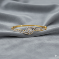 Gold Floral Diamond Bangle Bracelet - Image 4