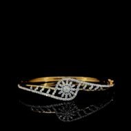 Gold Floral Diamond Bangle Bracelet