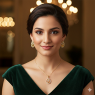 Yellow Gold Teardrop & Floral Diamond Pendant Set - Image 2