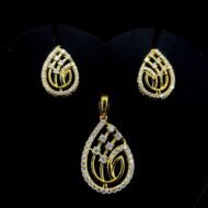 Yellow Gold Teardrop & Floral Diamond Pendant Set - Image 5