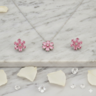Pink Blossom Pendant and Earrings Set - Image 4