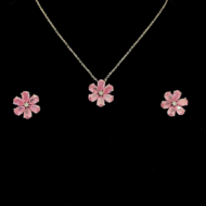 Pink Blossom Pendant and Earrings Set - Image 5