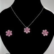 Pink Blossom Pendant and Earrings Set