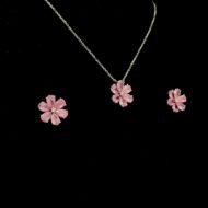 Pink Blossom Pendant and Earrings Set - Image 7