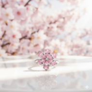 Pink Tourmaline & Diamond Flower Ring - Image 7