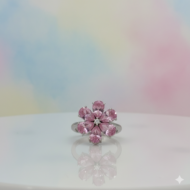 Pink Tourmaline & Diamond Flower Ring - Image 6