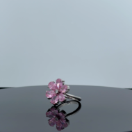 Pink Tourmaline & Diamond Flower Ring - Image 4