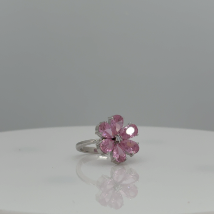 Pink Tourmaline & Diamond Flower Ring