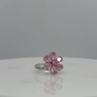 Pink Tourmaline & Diamond Flower Ring - Image 2