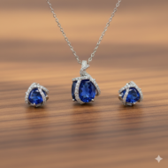 Royal Blue & Diamond Swirl Pendant Set - Image 9