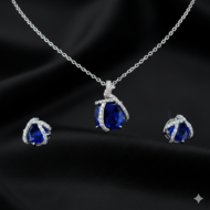 Royal Blue & Diamond Swirl Pendant Set