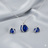 Royal Blue & Diamond Swirl Pendant Set - Image 6