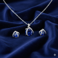 Royal Blue & Diamond Swirl Pendant Set - Image 5