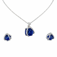 Royal Blue & Diamond Swirl Pendant Set - Image 4