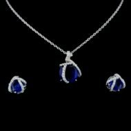 Royal Blue & Diamond Swirl Pendant Set - Image 2