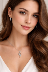 Swirl Diamond Pendant and Earrings Set - Image 4