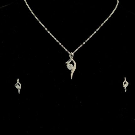 Swirl Diamond Pendant and Earrings Set