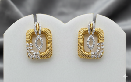 Two-Toned Geometric Diamond Stud Earrings