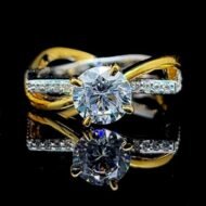 Two-Toned Twisted Shank Diamond Engagement Ring