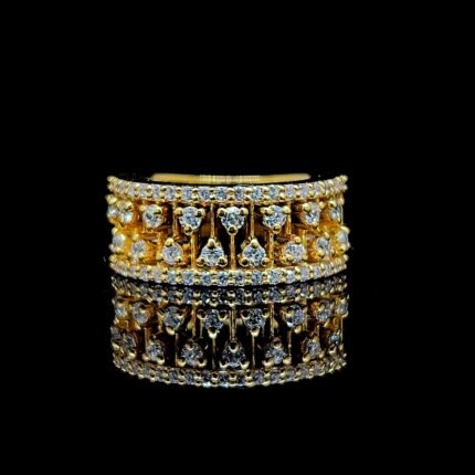 Wide Band Gold & Diamond Ring