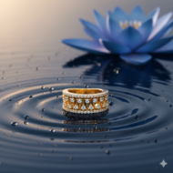 Wide Band Gold & Diamond Ring - Image 5