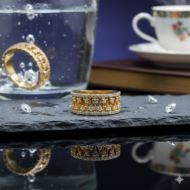 Wide Band Gold & Diamond Ring - Image 4