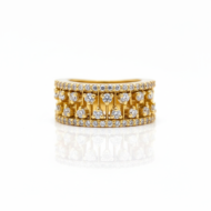 Wide Band Gold & Diamond Ring - Image 2