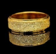 Wide Gold Band Ring with a Sandblasted Finish - Image 2