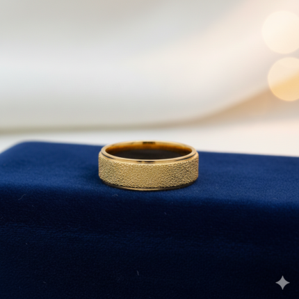 Wide Gold Band Ring with a Sandblasted Finish