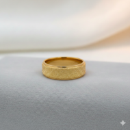 Wide Gold Band Ring with a Sandblasted Finish - Image 5