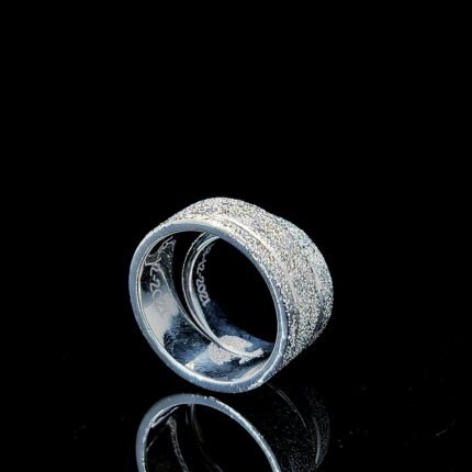 Wide Pavé Diamond Eternity Couple Ring